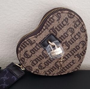 Juicy Couture Status Taupe Brown Eastside Westside Heart Zip Around Wallet NWT